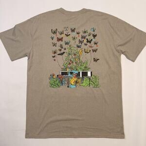 Ed Sheeran Shirt Mens XL Beige Butterfly Piano Garden Back Graphic Band Tee